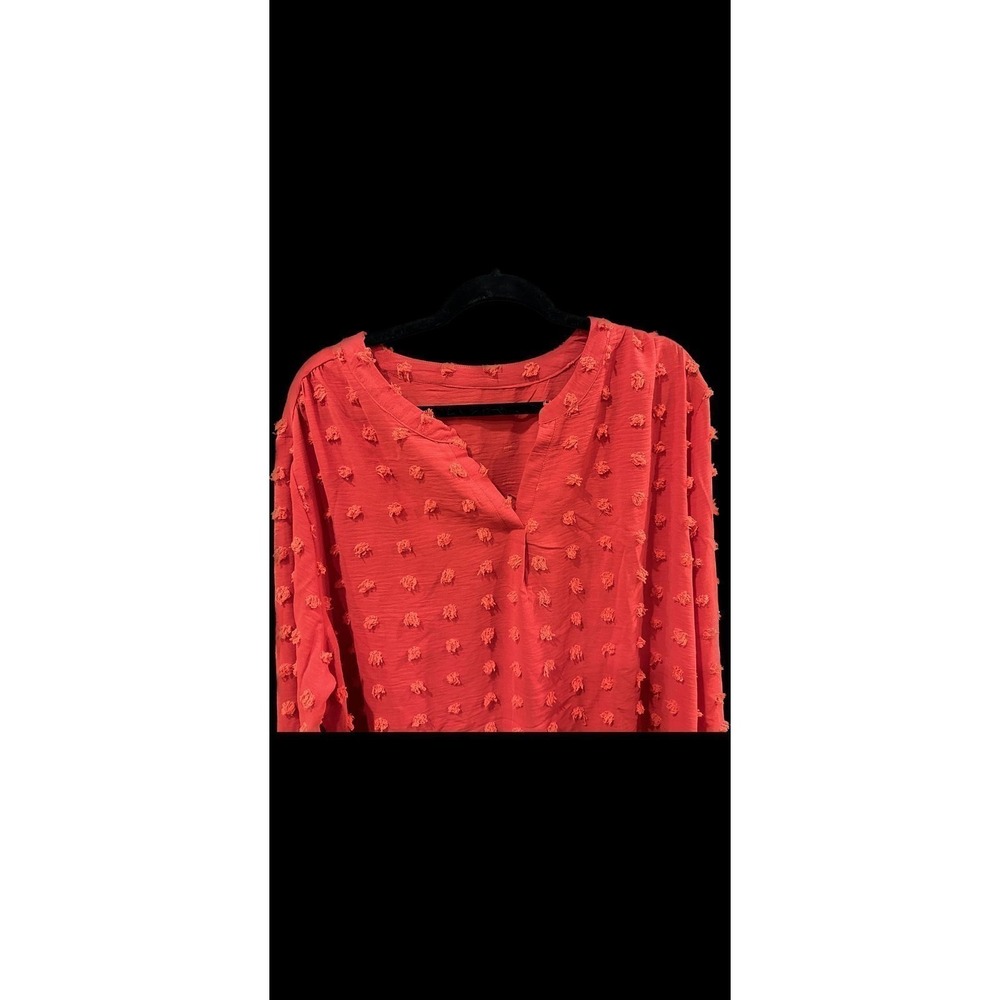 Long Sleeve V‎ Neck Shirts Dressy Casual Swiss Dot Pom Pom Tunic Top